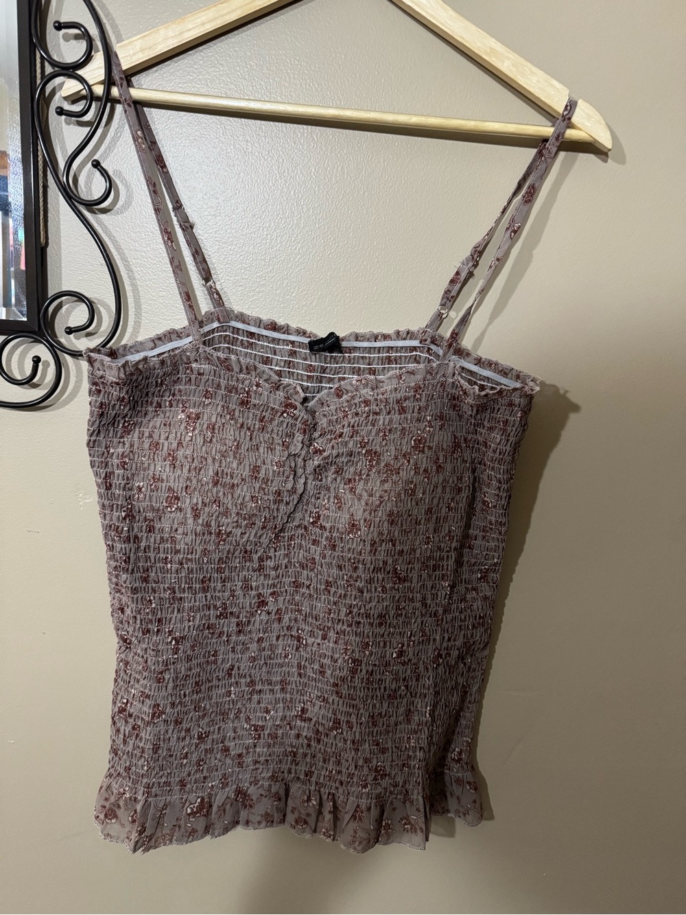 Zenobia Mauve Floral Smocked Cami